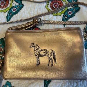 Gold Leather Crossbody Bag
